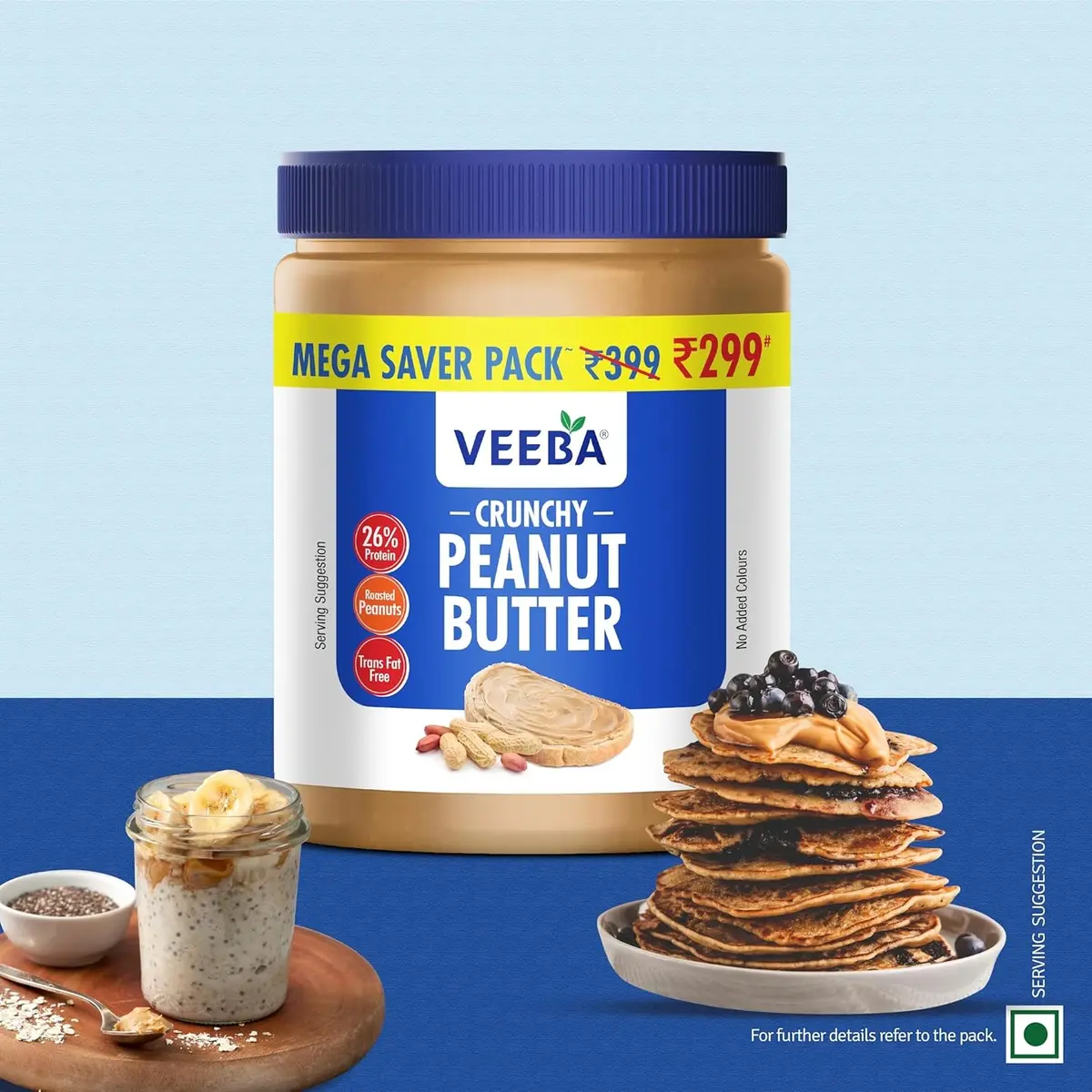 VEEBA Crunchy Peanut Butter, High Protein, 900gm image 4