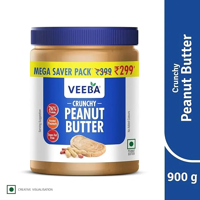 VEEBA Crunchy Peanut Butter, High Protein, 900gm image 6