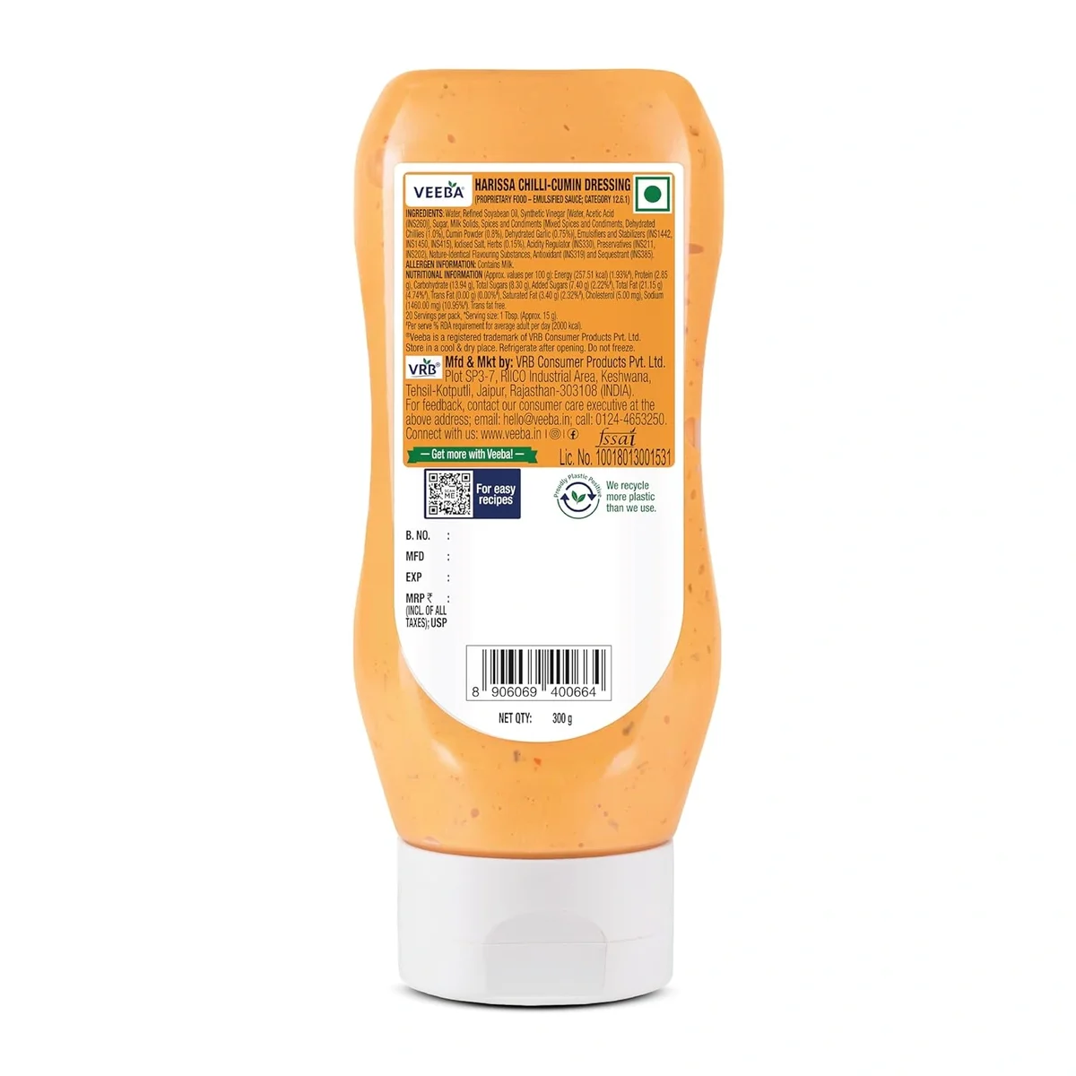 Veeba Harissa Chilli Cumin Dressing 300g – Spicy & Healthy image 2