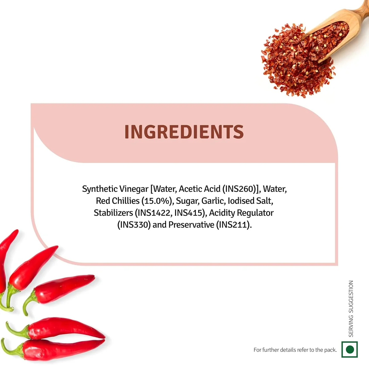  Veeba Sriracha Chilli Hot Sauce (320G) I Gluten Free I Vegan I Zero Fat image 5