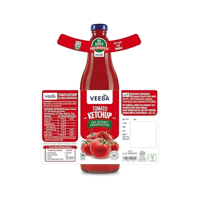 Veeba Truly Tomato Ketchup 1kg, No Added Preservatives, No Added Colour & Flavour  image 5
