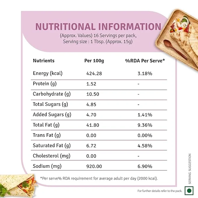 Veeba Veg Mayonnaise Garlic, 250Gm image 4