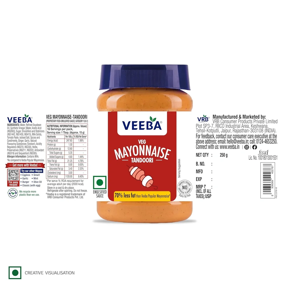 Veeba Veg Mayonnaise Tandoori, 250Gm image 2