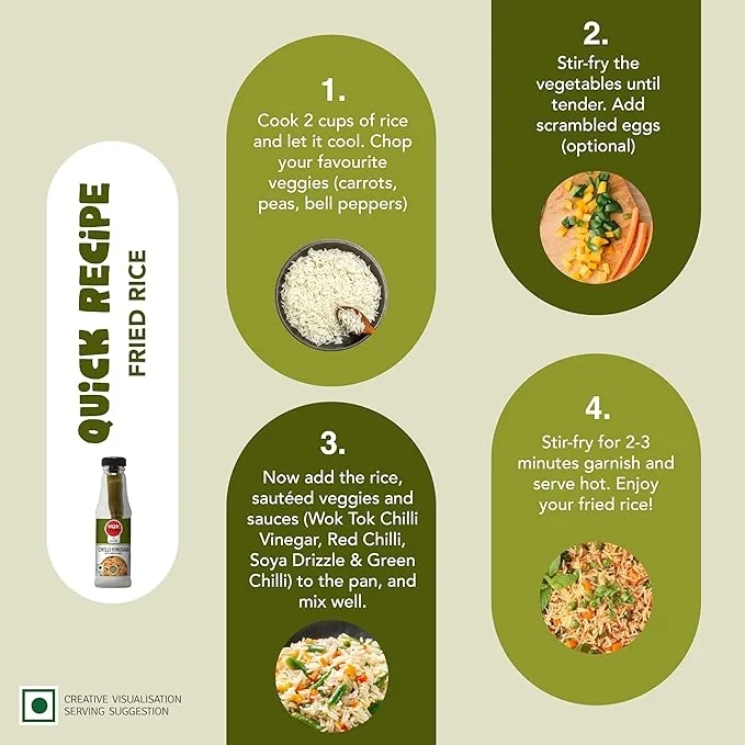 Wok Tok by Veeba Chilli Vinegar, With Green Chilli, 175 ml image 4