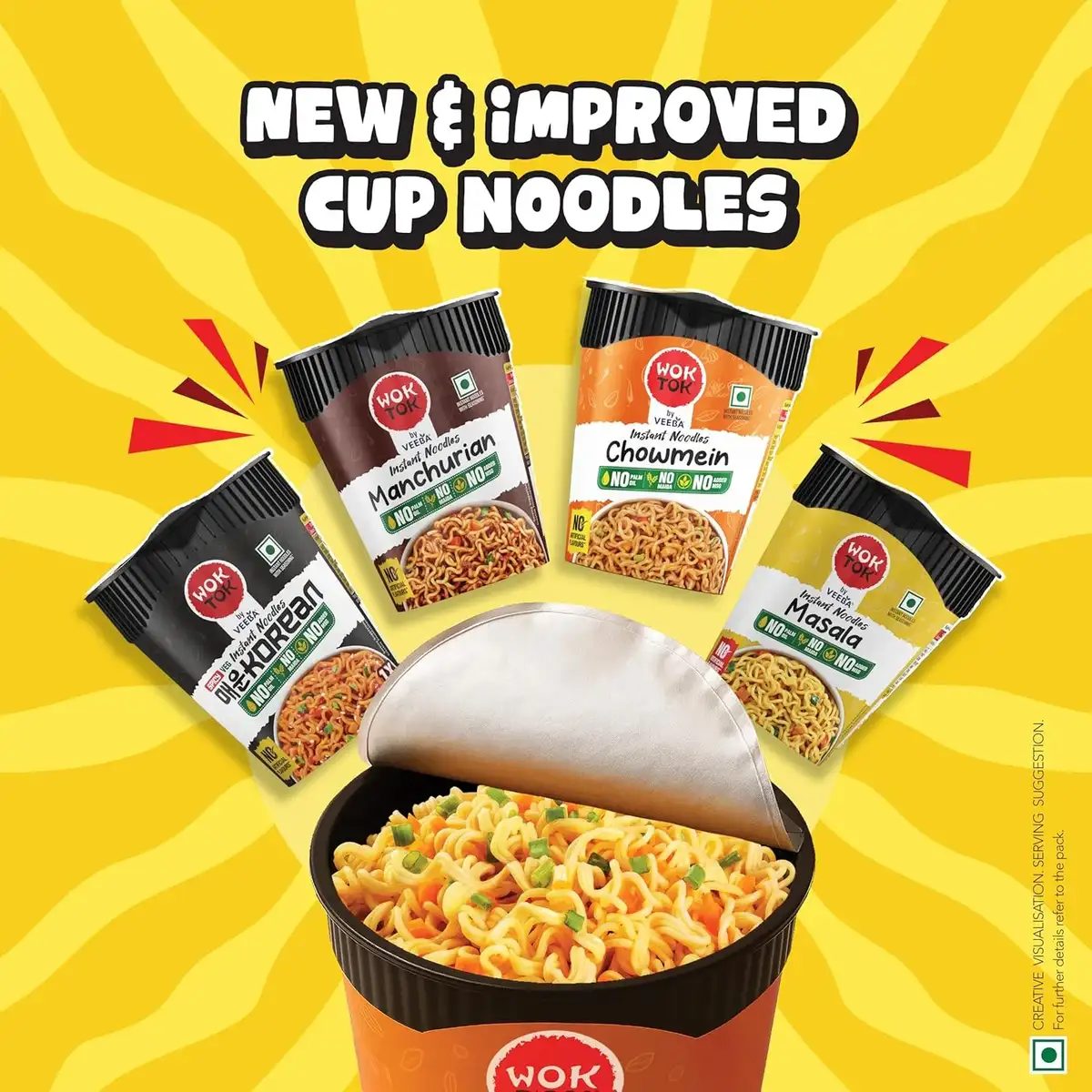 Wok Tok by Veeba Instant Cup Noodles Chowmein, 75.5g image 2