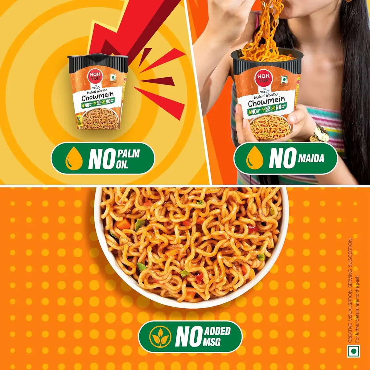Wok Tok by Veeba Instant Cup Noodles Chowmein, 75.5g image 5