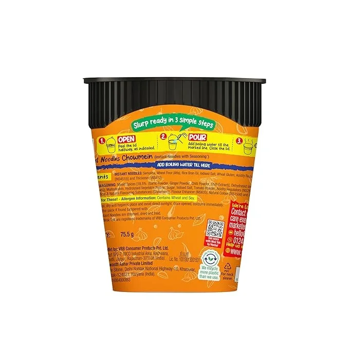 Wok Tok by Veeba Instant Cup Noodles Chowmein, 75.5g image 9