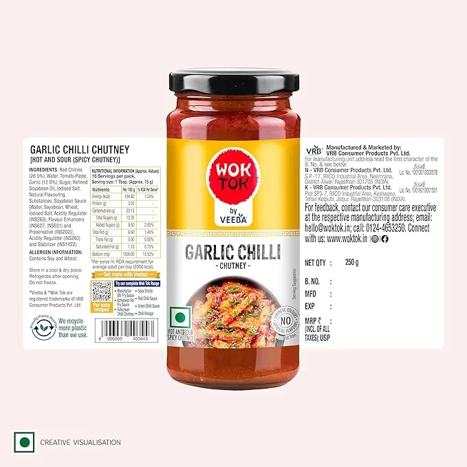 Veeba Wok Tok Garlic Chilli Chutney 250g | Hot & Tangy Sauce image 11