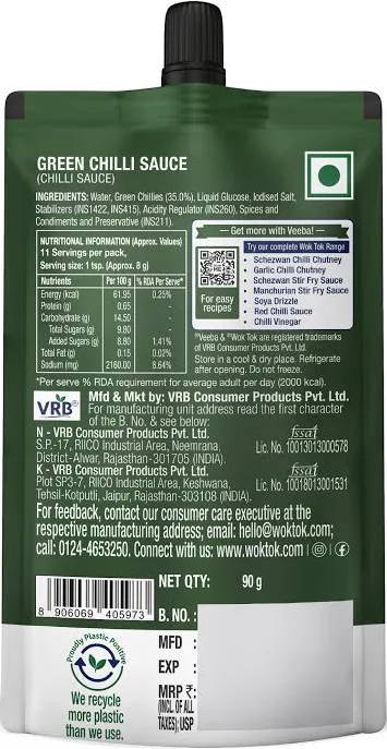 Wok Tok By Veeba Green Chilli Sauce, 100gm image 4