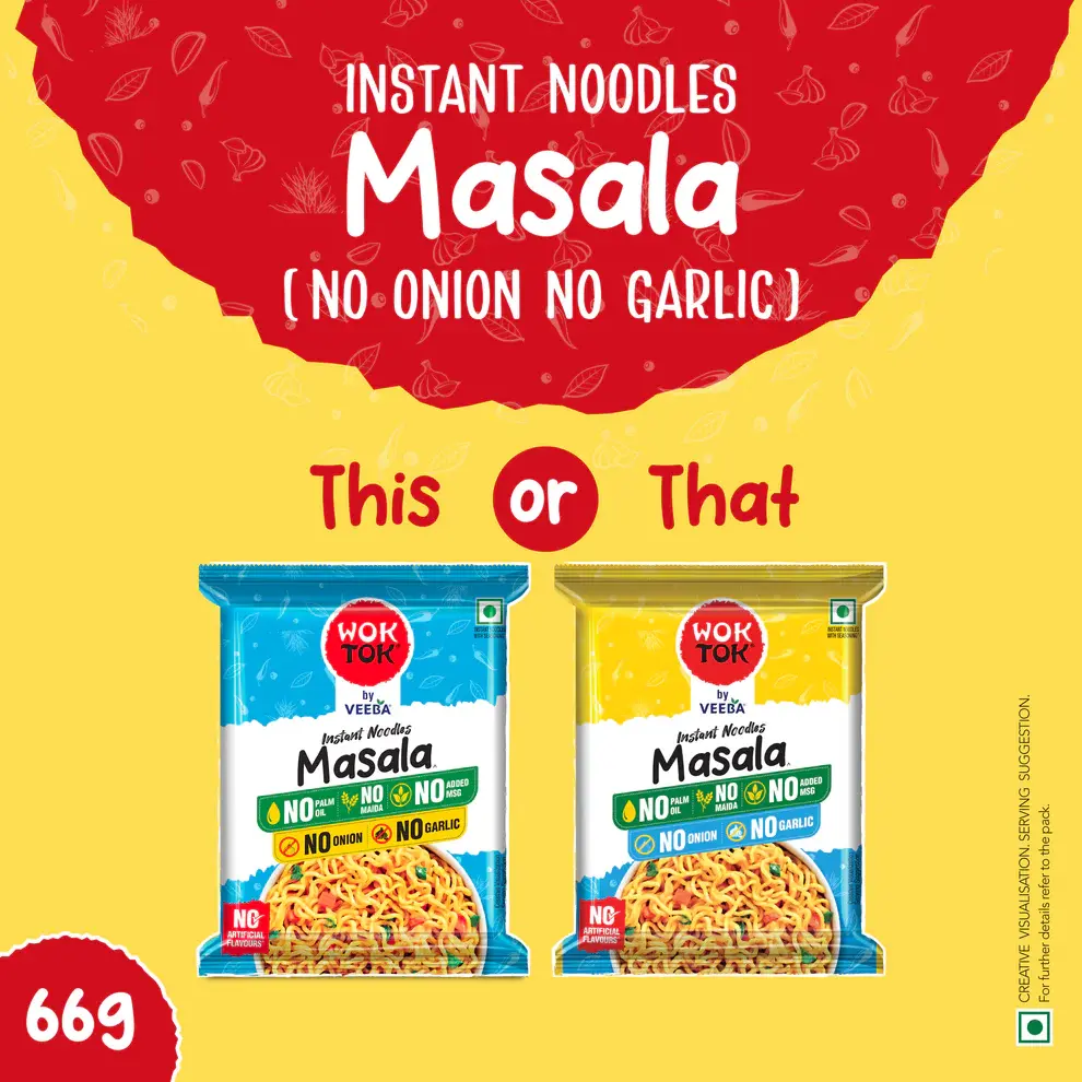 Wok Tok by Veeba Masala Instant Noodles No Onion No Garlic, 66gm