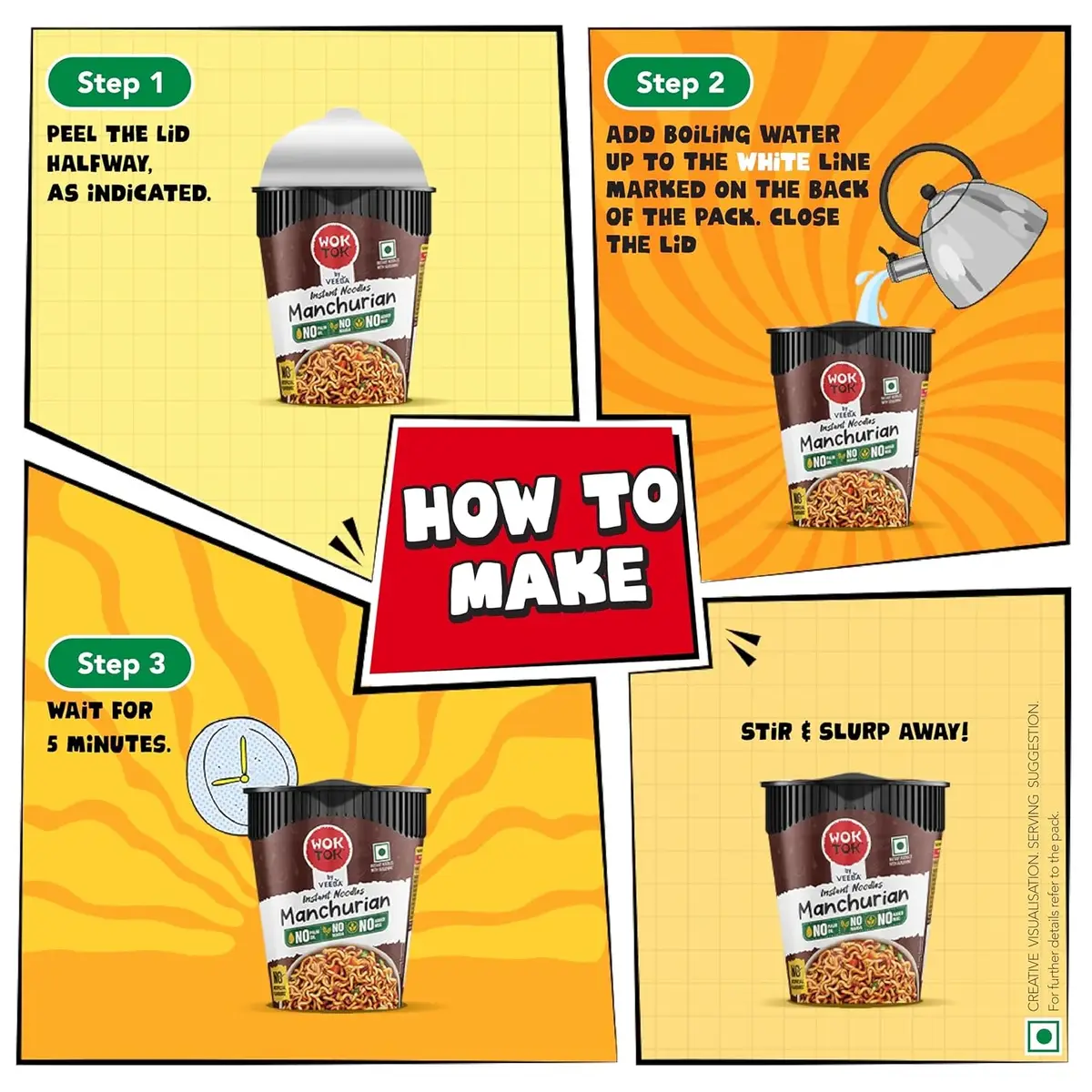 Wok Tok by Veeba Instant Cup Noodles Manchurian 75.5g image 3