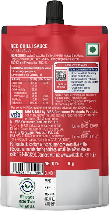 Wok Tok By Veeba Red Chilli Sauce 90gm image 4