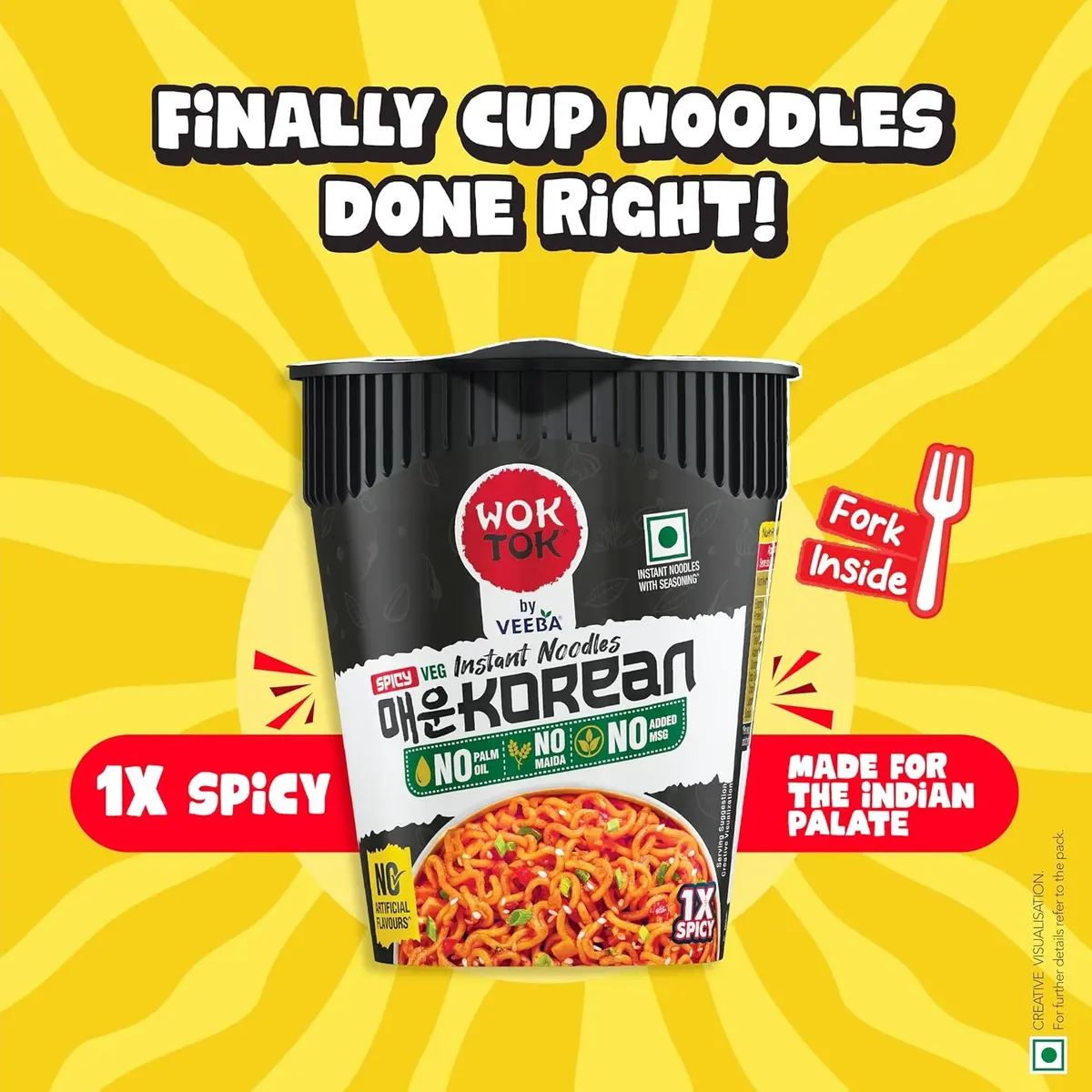 Wok Tok by Veeba Instant Cup Noodles Spicy Korean, 75.5 Gm image 5