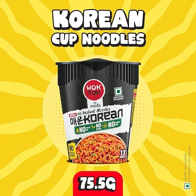 Wok Tok by Veeba Instant Cup Noodles Spicy Korean, 75.5 Gm image 7