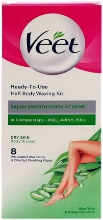 Veet Professional Dry Skin Wax Strips 8 Count – Gentle, Quick Hair Removal