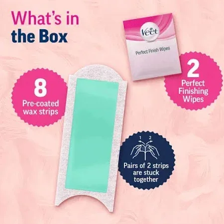 Veet Professional Dry Skin Wax Strips 8 Count – Gentle, Quick Hair Removal image 2