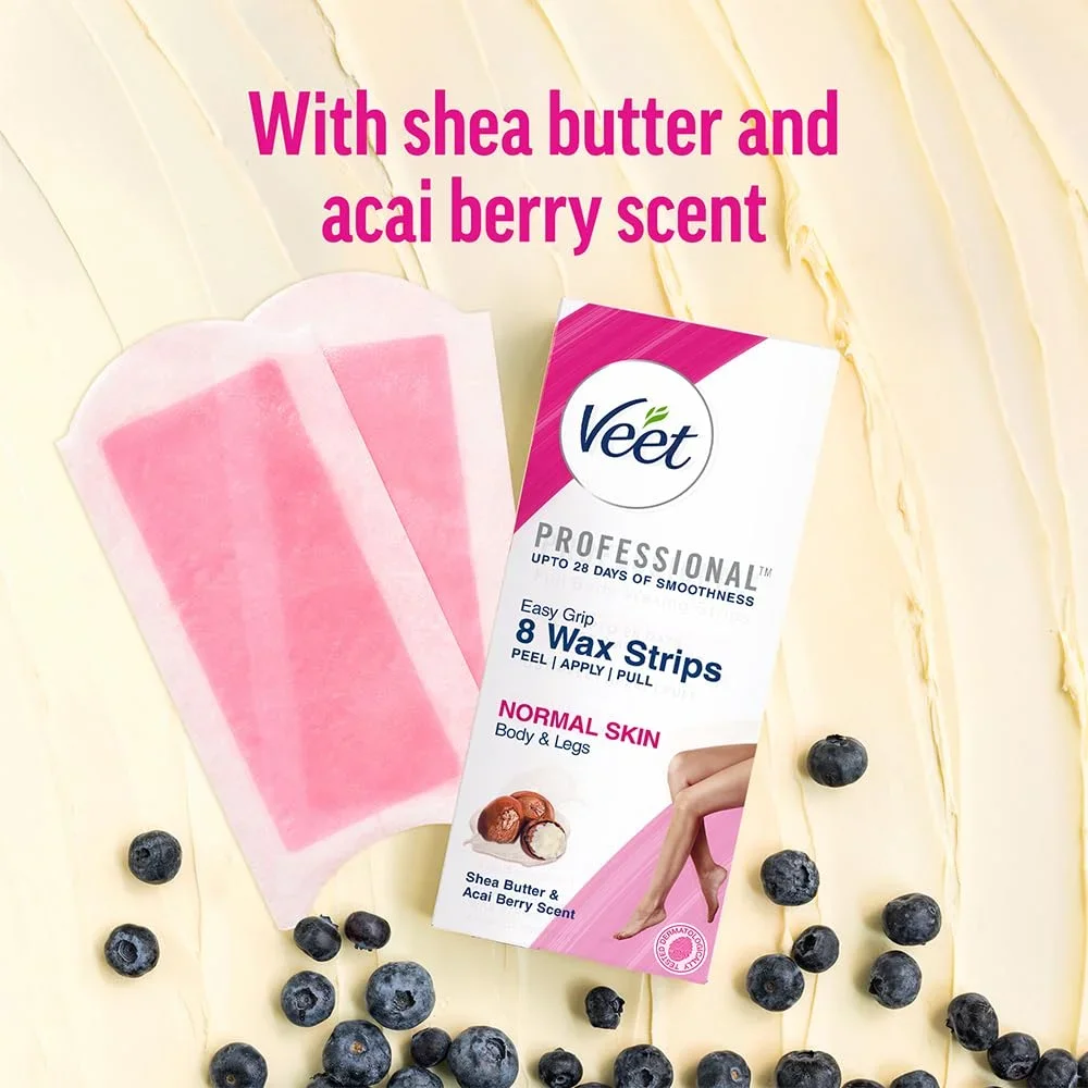 Veet Professional Waxing Strips Kit for Normal Skin, 8 Strip image 4