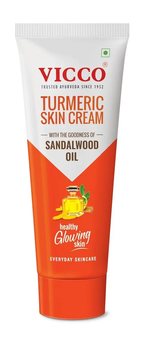 Vicco Turmeric Skin Cream with Goodness of Sandalwood Oil | For Healthy Glowing Skin | 100% Natural Skin Cream for all Skin Types, 30gm 
