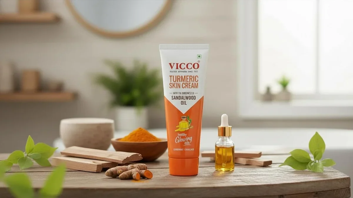 Vicco Turmeric Skin Cream with Goodness of Sandalwood Oil | For Healthy Glowing Skin | 100% Natural Skin Cream for all Skin Types, 30gm  image 4