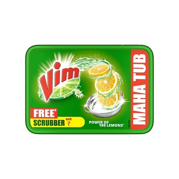 Vim Dishwash Bar Lemon Tub, Removes Stain And Grease From Utensils With Power Of 100 Lemon, 500 g