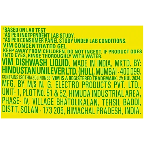 Vim Lemon Dishwash Liquid Gel, 250 ml Bottle image 5