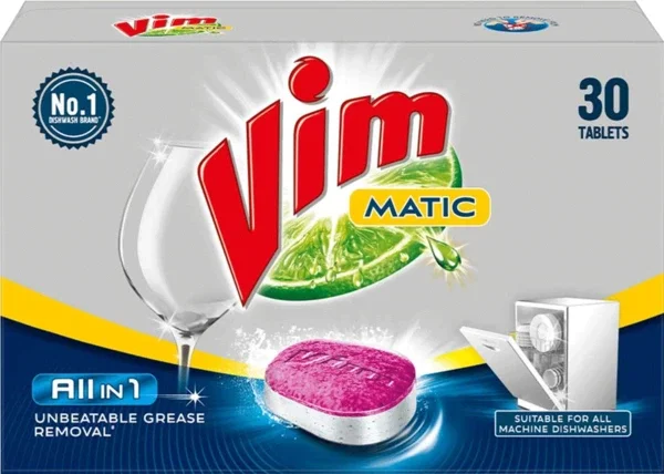 Vim Matic Dishwasher tablets All-In-One (Pack of 30) I Removes Tough Indian Grease