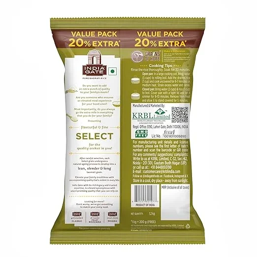India Gate Select Rice 1kg + 200g Free – Long Grain, Soft & Fragrant image 3