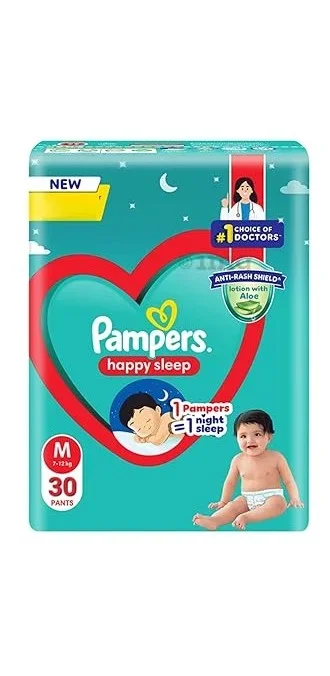 Pampers Happy Sleep Diaper| Pant Style Diaper Medium Size, 30 count
