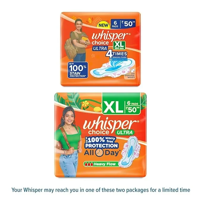 Whisper Choice Sanitary Pads for Women, XL, 6 Napkins image 6