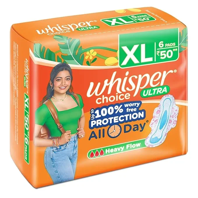 Whisper Choice Sanitary Pads for Women, XL, 6 Napkins image 2