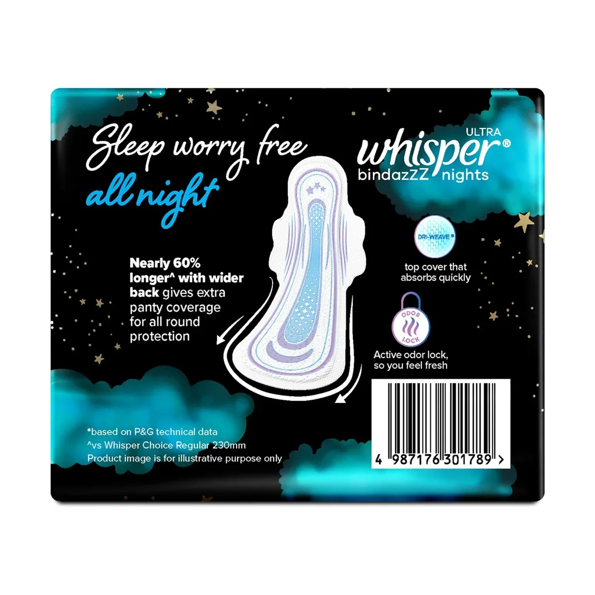 Whisper Bindazzz Nights XXL+ Sanitary Pads 16 Count – All-Night Leak Protection image 2