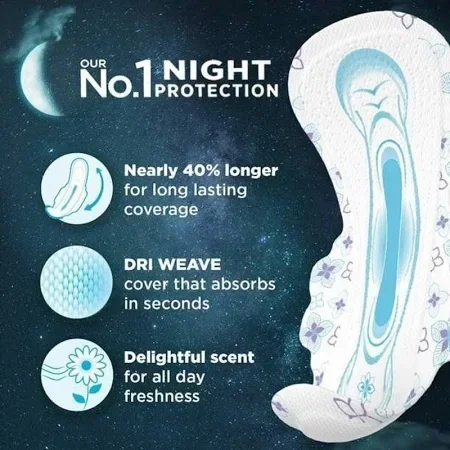 Whisper Bindazzz XXL Night Pads – 44 Sanitary Pads for All-Night Comfort image 4