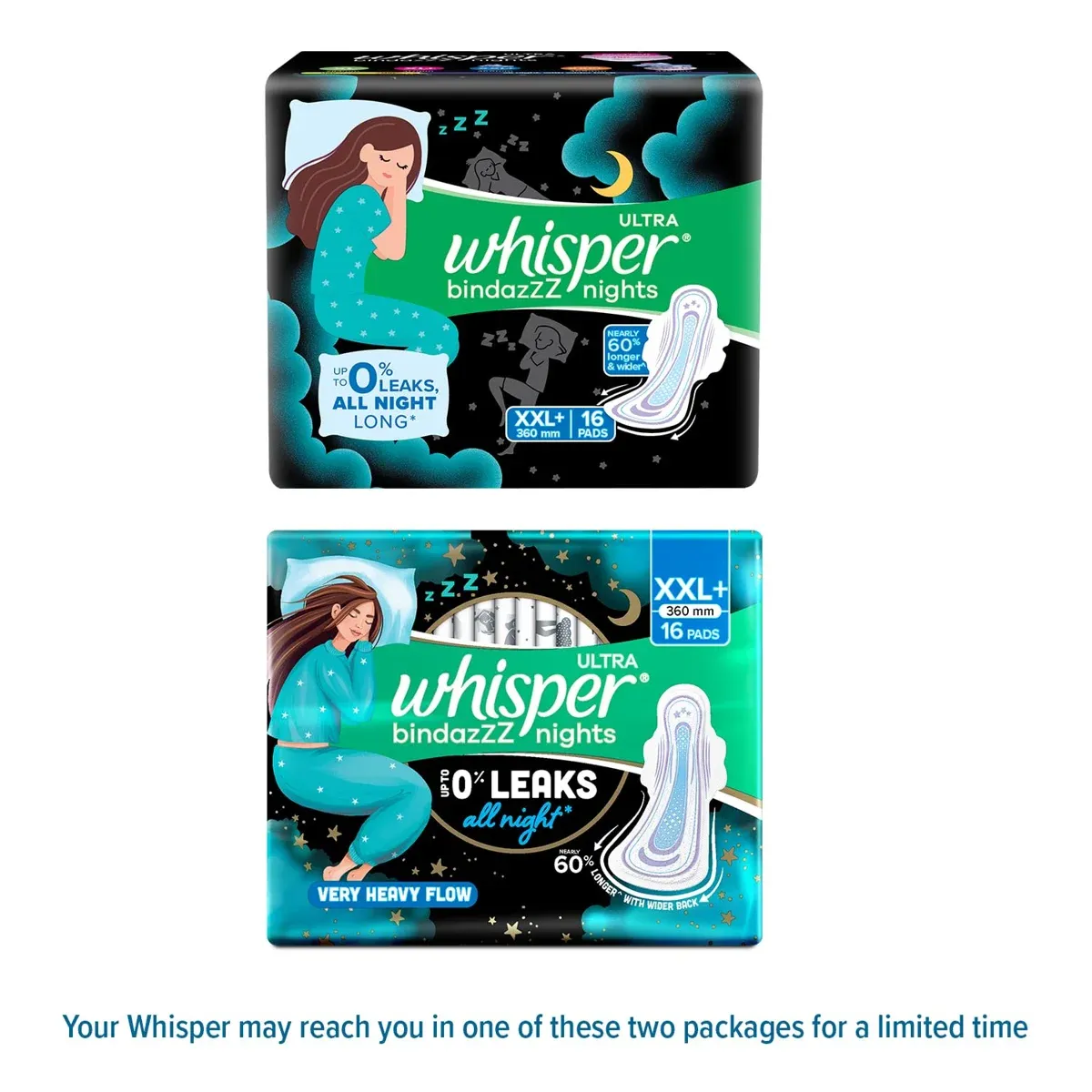 Whisper Bindazzz Nights XXL+ Sanitary Pads 16 Count – All-Night Leak Protection image 11