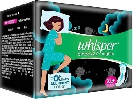 Whisper Bindazzz XXL Night Pads – 44 Sanitary Pads for All-Night Comfort image 3