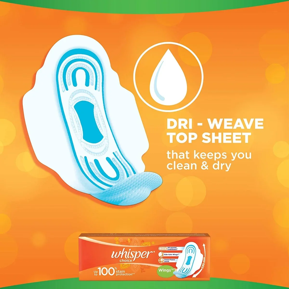 Whisper Choice Sanitary Regular Pads For Women, Regular, Pack of 20 image 5