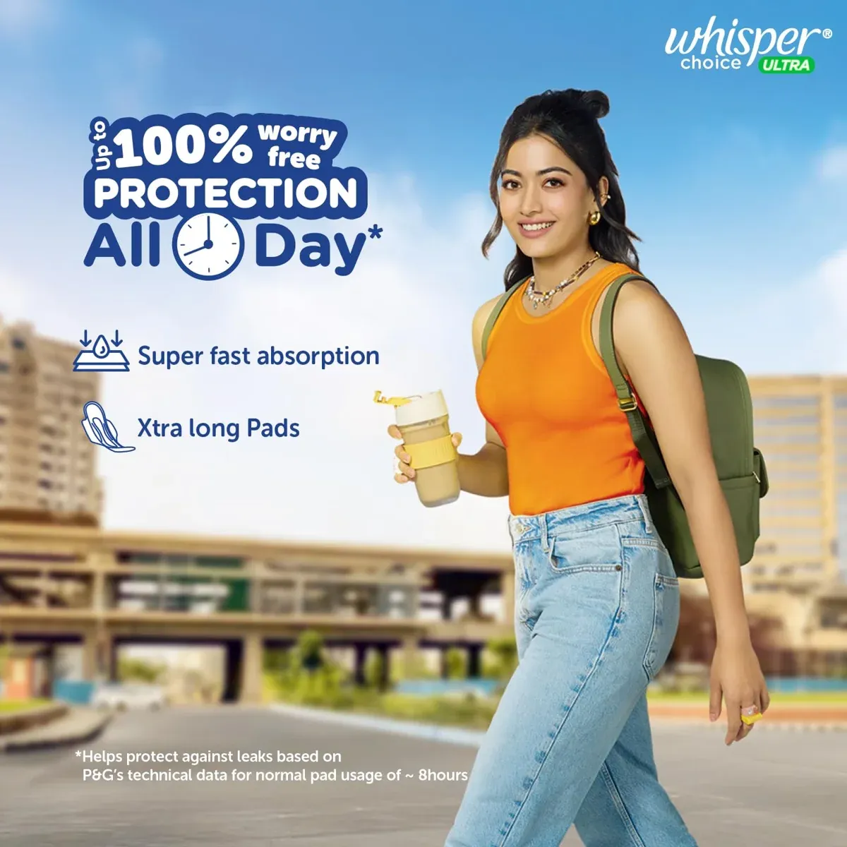 Whisper Choice Ultra Sanitary Pads for Women, XL 20 Napkins image 6