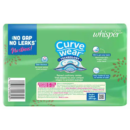 Whisper Ultra Upto No Gap No Leaks Sanitary Pads Xl+ Pads 30Pads image 2