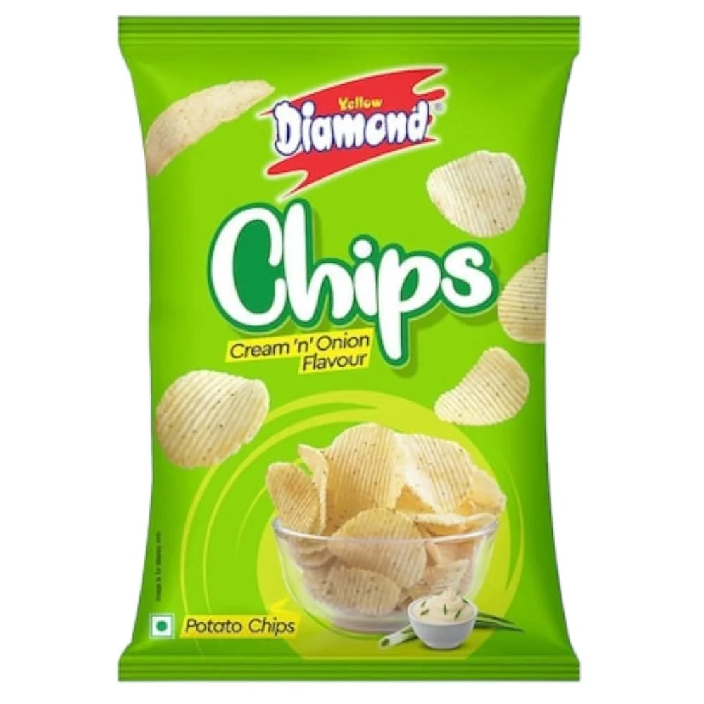 Yellow Diamond Cream N Onion Chips, 40g Pack