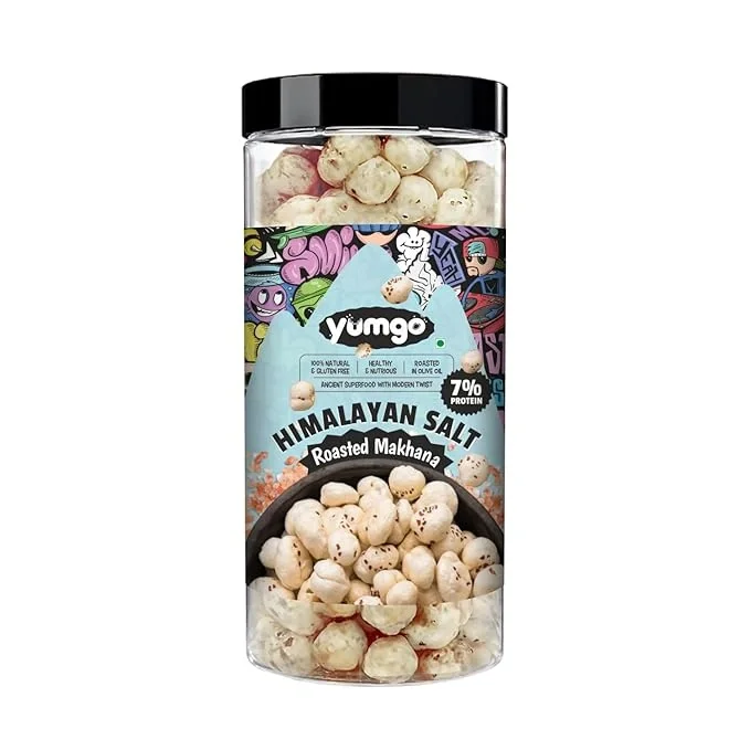 Yumgo Roasted Himalayan Salt Makhana, Crunchy Foxnuts, Lotus Seeds, 80gm