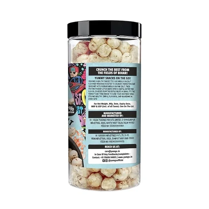 Yumgo Roasted Himalayan Salt Makhana, Crunchy Foxnuts, Lotus Seeds, 80gm image 2