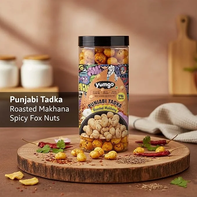 Yumgo Roasted Punjabi Tadka Makhana, Crunchy Foxnuts, Lotus Seeds, 80gm image 6