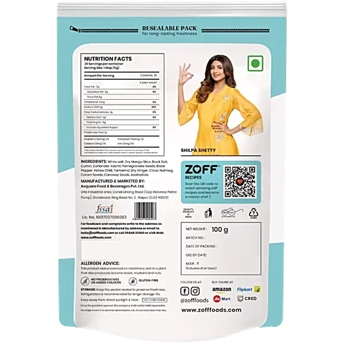  Zoff Chaat Masala | Premium Zip Lock Pouch | Net weight 100g image 2