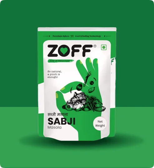 ZOFF Sabji Masala 100g - Aromatic spice blend for everyday cooking in a premium zip lock pouch.